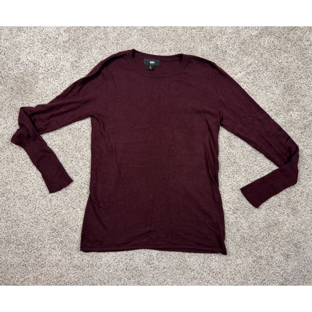 Mossimo Womens Crewneck Long Sleeve Sweater Burgundy Maroon Knit Top‎ Size L